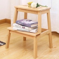 Double-Layer Stool Dual-Use Solid Wood Household Steps Children High Low Small Pad Stairs Step Stool