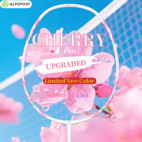 ​​ALP Cherry Badminton Racket Pink 4U T800 Aviation Carbon Fiber + Grip (Lightweight)​​Suitable For 