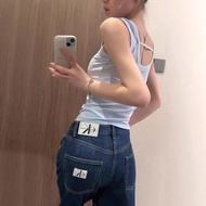 CK Jeans Women's Retro Black & White Label Slim-Fit Straight Leg Pants