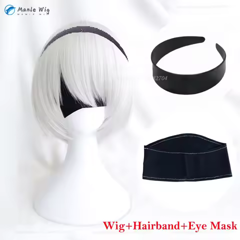 High Quality Anime 2B Cosplay Wig 33cm Short Silver White YoRHa No.2 Type B Wigs Heat Resistant Hair