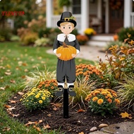 [tishita] Pilgrim Yard Stake Outdoor Pilgrim Yard Sign Metal Garden Stake with Sign Fall Standing De