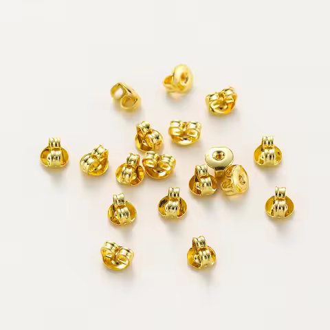 50pcs/lot 14k 18K Gold Earing Back Stoppers Earing Plug Studs Base Setting For DIY Fashion Jewelry M