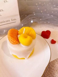 橙味蠟燭 無名手捏橙子慕斯蛋糕顯示裝飾 生日禮物 裝飾櫻桃杯子蛋糕