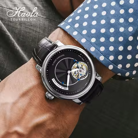 Haofa Luxury Carousel Movement Man Watch Sapphire Manual Karrusel Mechanical Rotation Luxury Men's W