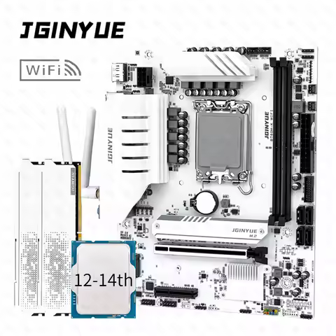JGINYUE B760M Motherboard Cpu Set with Onboard WIFI 12-14th Core DDR4 3200MHz Onboard AX201 WIFI Sup
