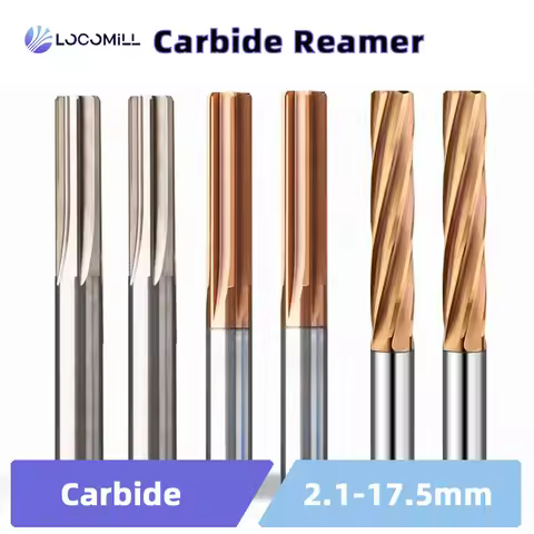 LOCO 2.1mm~17.5mm Carbide Machine Reamer HRC50 HRC60 Straight Groove 4/6F Tolerance H7 Harened Steel