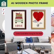 A3 A4 Wooden Wall Mounted A3 Picture Frame  Simple Photo Studio Display Frame Certificate Ssm Photo 