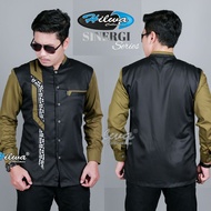 HITAM HIJAU PUTIH Hilwa COLLECTION Adult Men'S Koko Shirt Long Sleeve Batik Combination Hadroh Unifo