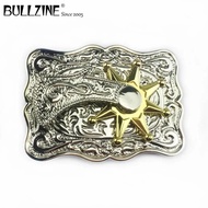 The Bullzine western spinner belt buckle with silver and gold finish F