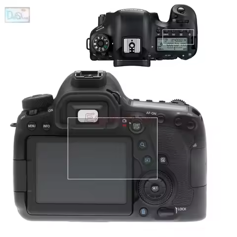Self-adhesive Glass Main LCD Screen Protector + PET Film Info Top Shoulder Cover for Canon EOS 6D Ma
