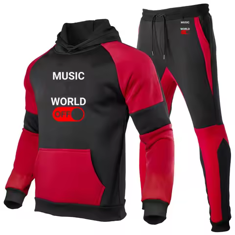 MUSIC ON WORLD OFF Personality Anti Collision Shirt Intermediate Color Matching Designer Hoodies Pre