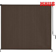[MHUS] Outdoor Roller Shade Tarpaulin Patio Cordless Blinds Roll Up Shade (8 W X 8 L) Tarp Mocha Fre