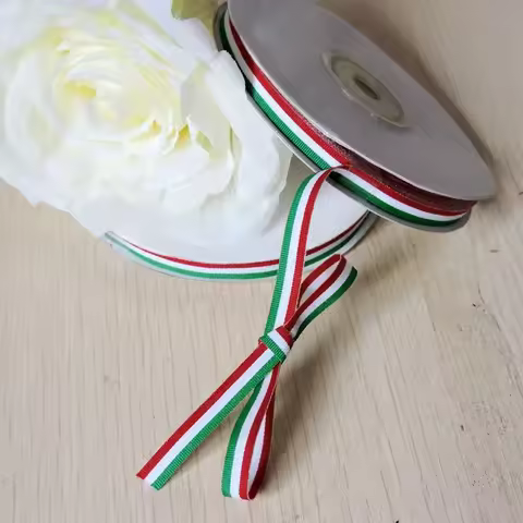 Party 10MM Polyester 25 Yard Italy Spain Flag Grosgrain Ribbon Decorative for Bracelet Butterfly Flo