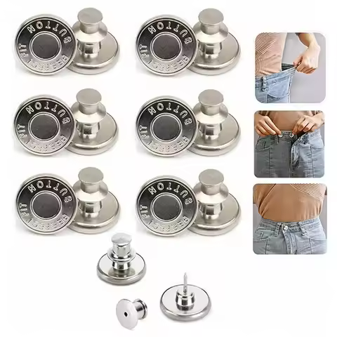 5 Pcs Snap Fastener Metal Buttons Jeans Waist Buttons Perfect Fit Adjust Self Free Nail Twist No Sea