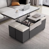 Rock Plate Tea Table Multi Functional Small House Tea Table Home Living Room Dining Table Lift Integ
