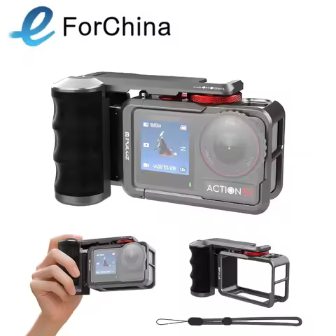 For DJI Osmo Action 5 Pro / 4 / 3 PULUZ Metal Camera Cage Expansion Adapter with Handle Grip