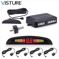 Car Parking Sensor Reverse Back Parking Radar System With Monitor 4 Detector Display Speaker Red Bla