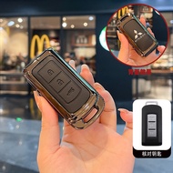 กุญแจรถอัจฉริยะสังกะสีอัลลอยแท้แบบมีกระดุมป้องกันสำหรับ Mitsubishi Mirage G4 Pajero Montero Sport คร