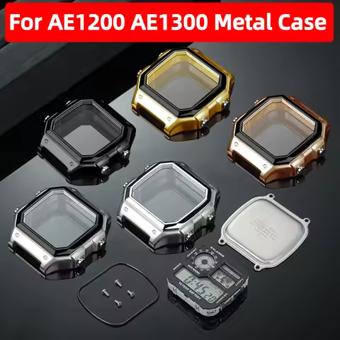 Premium 304 Steel Case Bezel AE1200 Conversion Metal shell Mod Kit Glass Seal Ring for Casio AE-1200
