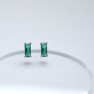迷你 emerald 方形耳環 925銀