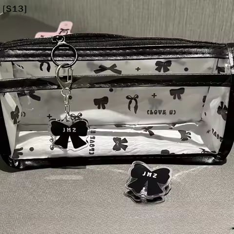 Cartoon Translucent Pencil Case Multi-layer Vertical Large-capacity Stationery Storage Bag School Su