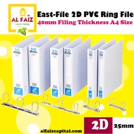 East-File 2D PVC Ring File 25mm Filing Thickness A4 Size White 2D Ring File