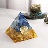 預訂【青金石、黃晶】奧根水晶能量金字塔Orgonite 6x6 cm