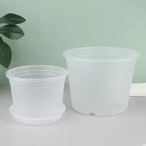 Transparent Round Orchid Pot With/Without Tray Root Control PP Plastic Orchid Pots With Holes Breath