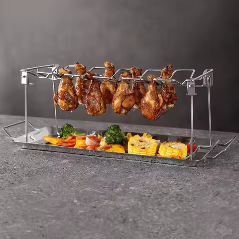 Stainless Steel Grilled Chicken Thigh Plate Folding Grill Outdoor Carrying Chassis Grill BBQ Grill C