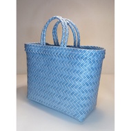 Hand Made Bag Top Handle Bag for Woman Blue and Black Medium Size