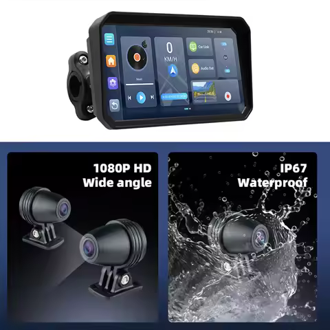 Portable 6 inch Motorcycle DVR GPS Navigation Wireless Carplay Android 12 Auto DVR Drive Recorder Mo