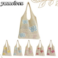 YUMEIREN Aesthetic Crochet Bag, Bowknot Pattern Large Capacity Crochet Tote Bag, Fashion Fairy Grung
