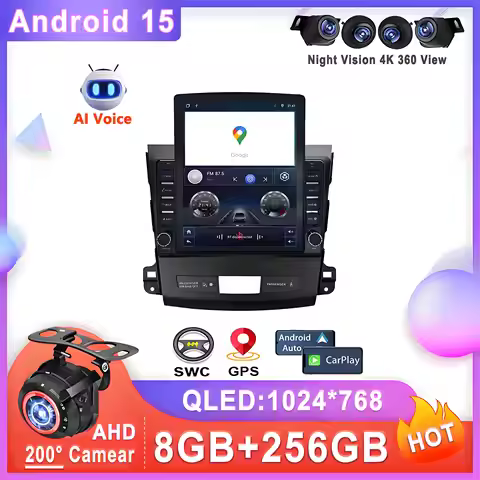 9.7 Inch Android 15 For Mitsubishi Outlander 2 CW0W 2005 - 2013 For Citroen C-Crosser 1 2007 - 2013