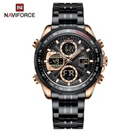 NAVIFORCE Watch for Mens Dual Display Stainless Steel Gold Relo Men Casual Chronograph with Date and