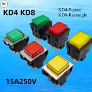 SK 1 Piece Push Button Switch KD4 KD8 Momentary Switch Self-reset Self-locking 15A 250V 4Pin