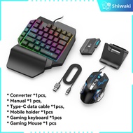 Shiwaki Mobile Phone Keyboard Mouse Adapter Bluetooth USB Hub Converter with Backlit For Android Pho