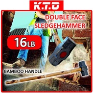 16LB DOUBLE FACE SLEDGEHAMMER HAMMER with BAMBOO HANDLE / PENUKUL BESI