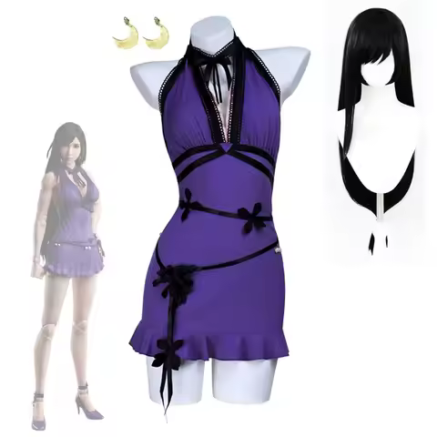 FF7 Tifa Lockhart Cosplay Costume And Wigs Headgear FinalFantasy7 Rebirth Tifa's Cosplay Dress Hallo