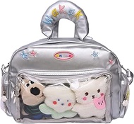 Small Ita Bag Crossbody Backpack With Insert Pin Display Purse Mini Ita Pouch Silver