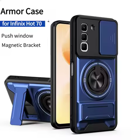 Armor Design PC+TPU Case For Infinix Hot 70 60i Pro Plus 50 Note 60 Pro 50X 50S 4G 5G Push Window Ma