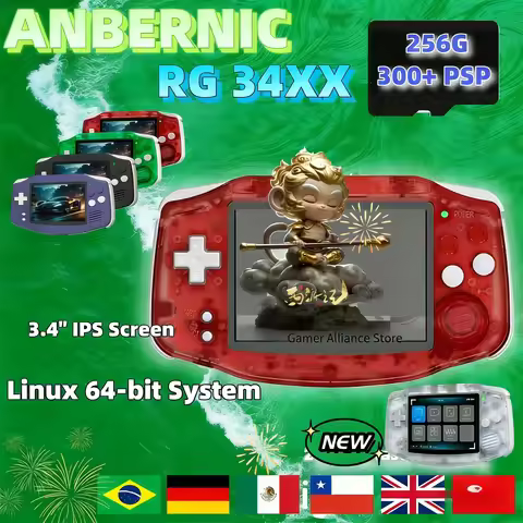 Anbernic RG34XX RG 34XX Handheld Game Players Video Game Console 3.4'' IPS Linux Portable Portable R