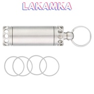 LAKAMKA   Bottle, Silver Stainless Steel Waterproof Pill Container, Durable Mini Pill Holder Keychai