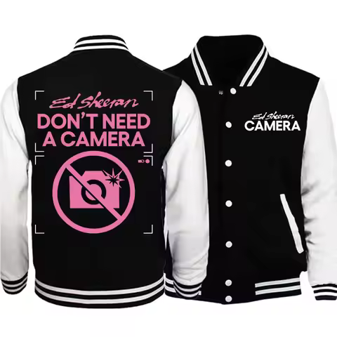 Ed Sheeran 2025 Album Play Camera Baseball Uniform Jacket Women Men Harajuku Ed Sheeran Music Baseba
