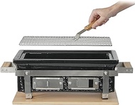 AUPLEX Rectangle Hibachi Charcoal Ceramic Grill, Japanese Yakitori BBQ Grill Table Barbecues Ovenfor Outdoor Camping with Bamboo Board, Gift for Thanksgiving Valentine Christmas, 19.88"x8.66"x6.69"