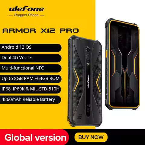 Ulefone Armor X12 Pro Rugged Waterproof Smartphone, Android 13, 10GB+64GB, 4860mAh, 13MP, 5.45", NFC
