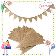 CAMELLI Burlap Pennant Banner, 4. Length 15 Pack Jute Hessian Flag Garland, Vintage Hessian Material