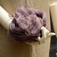 紫草植物染花邊蠶絲巾