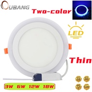 OU BANG 2022 new's LED Two-color Panel Light Downlights 3W 6W 12W 18W Round Square LED Spot light AC 175~265V ceiling light Indoor Recessed Downlight