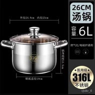 【TikTok】316Extra Thick Food Grade Stainless Steel Soup Pot Household Stew Soup Porridge Pot Pot Hot Pot Steamer Gas Furn