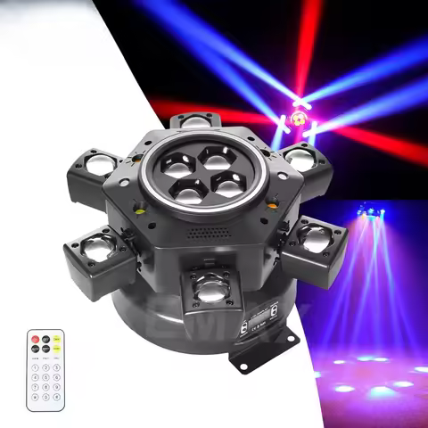 6-Arm Moving Head DJ Light 150W Remote Control Disco Party LED Beam Lights DMX512 Rotating Stage Eff